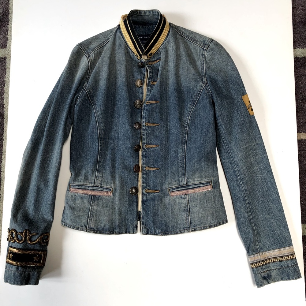 RARE: Ralph Lauren Jean Jacket with Gold Accents Size 2.